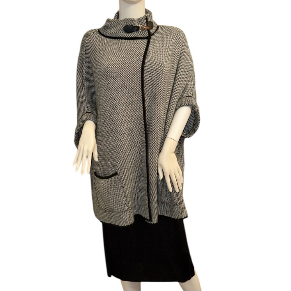 Steve Madden Black and White Cape Sweater